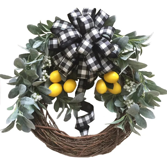 Spring Wreath for the Front Door With Lambs Ear Greenery - Etsy | Etsy (US)