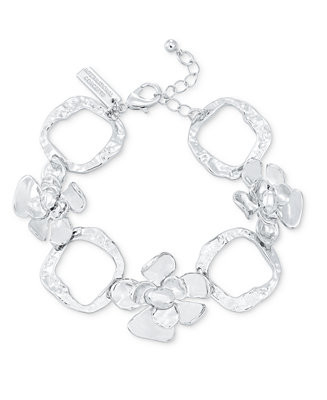 I.N.C. International Concepts Silver-Tone Flower Statement Flex Bracelet, Exclusively at Macy's -... | Macy's