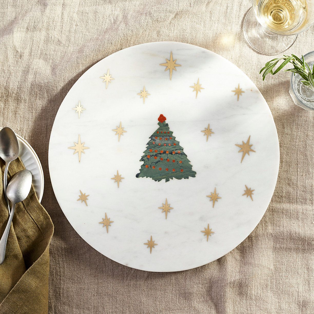 Sparkly Christmas Tree Marble Cheese Board | Terrain