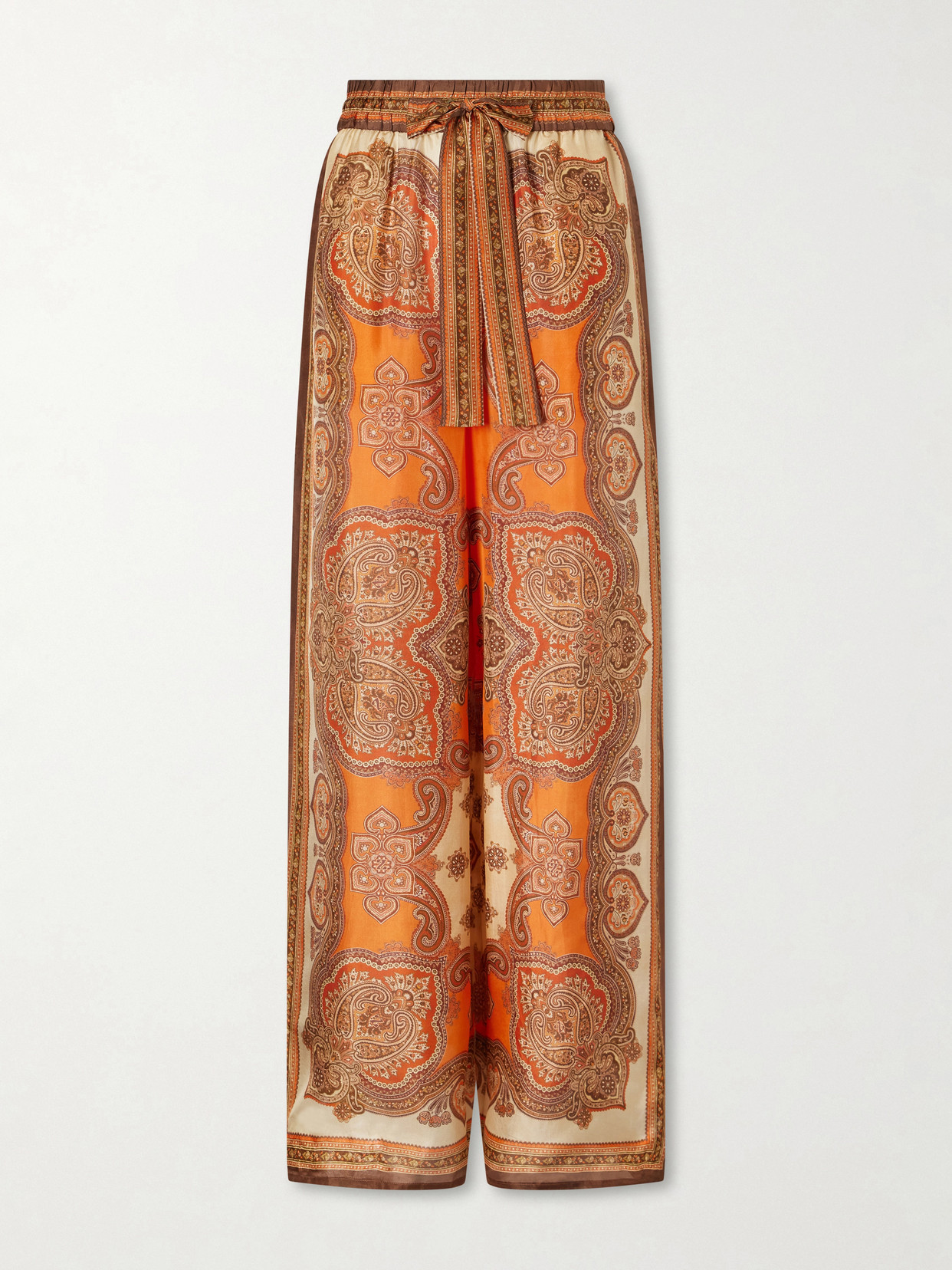 Zimmermann - Mahon Printed Silk-satin Wide-leg Pants - Brown | NET-A-PORTER (US)