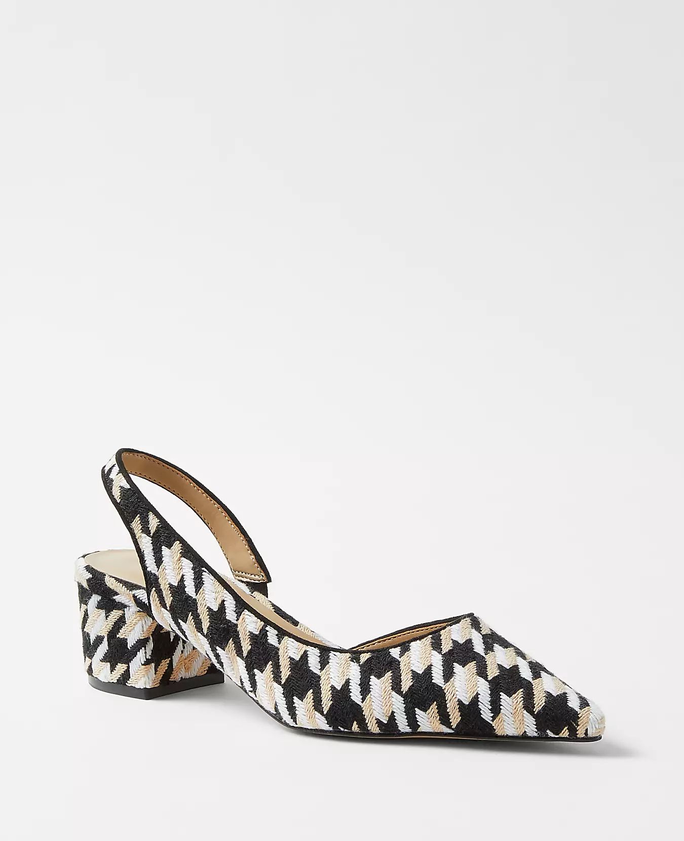 Houndstooth Block Heel Slingback Pumps | Ann Taylor (US)