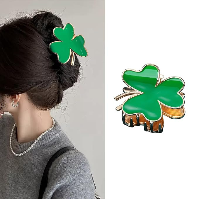 St Patrick's Day Hair Clips Green Shamrock Hair Clips for Women Fashionable High-End Hair Claws S... | Amazon (US)
