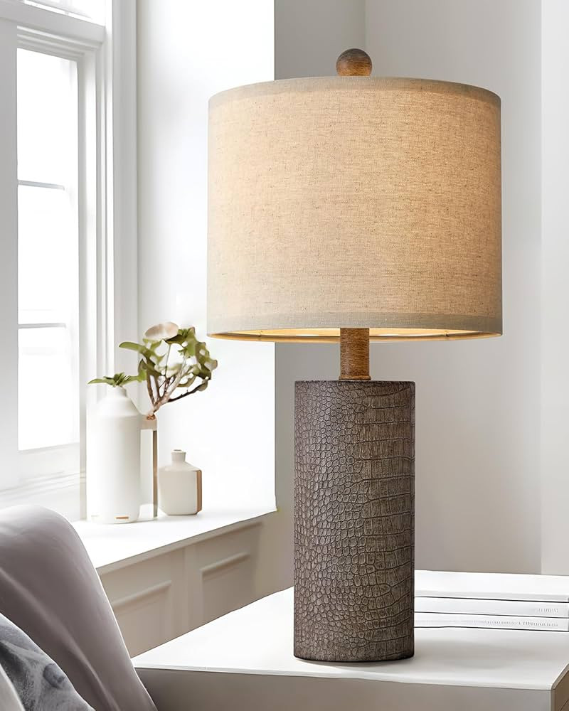 20.5" Farmhouse Gray Imitation Leather Color Single Resin Lamps for Living Room Office Dorm Farmh... | Amazon (US)