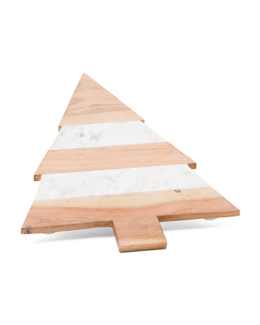 Marble And Wood Christmas Tree Serving Board | Marshalls