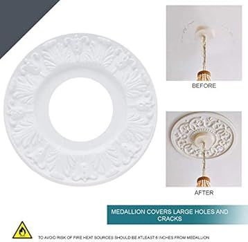 Ciata Lighting Ceiling Medallions, Molded Plastic, 10 Inch Dia White Finish (2 Pack) | Amazon (US)