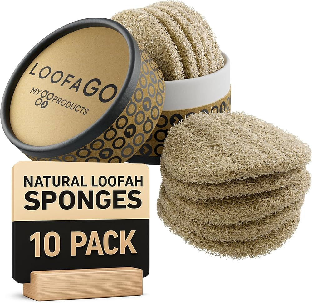 LoofaGO (10-Pack) Natural Loofah Sponges - 100% Biodegradable, Compostable & Plastic-Free, Non-Sc... | Amazon (US)