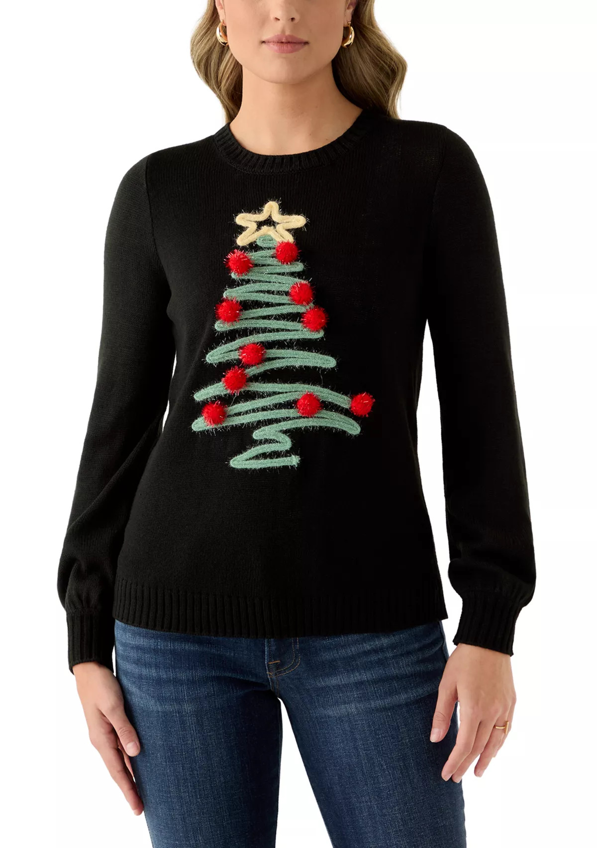 Women's Pom Pom Christmas Tree Sweater | Belk