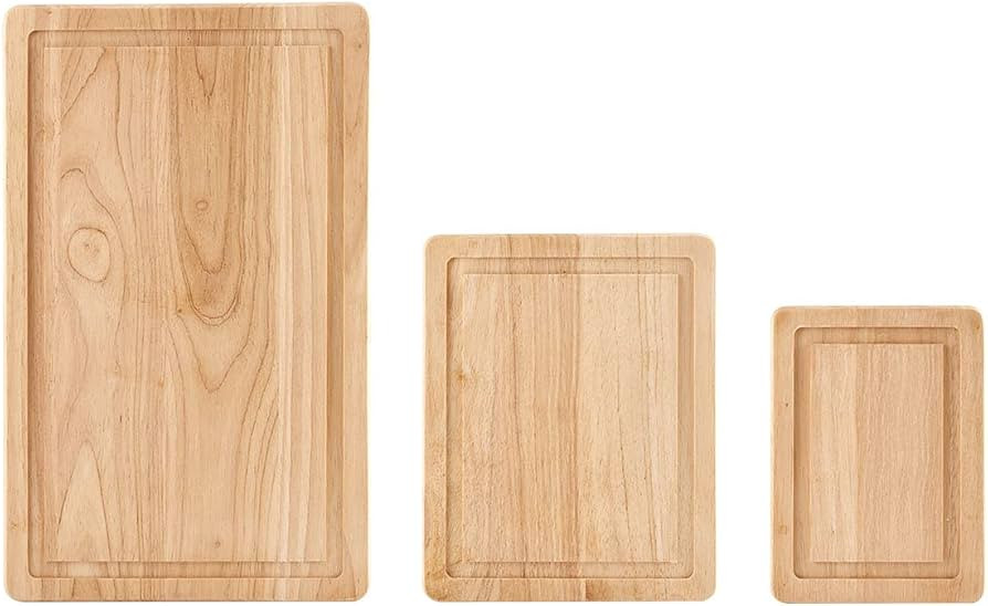 Farberware Rubberwood Cutting Board Set with Juice Grooved and Finger Grips, 3-Piece | Amazon (US)