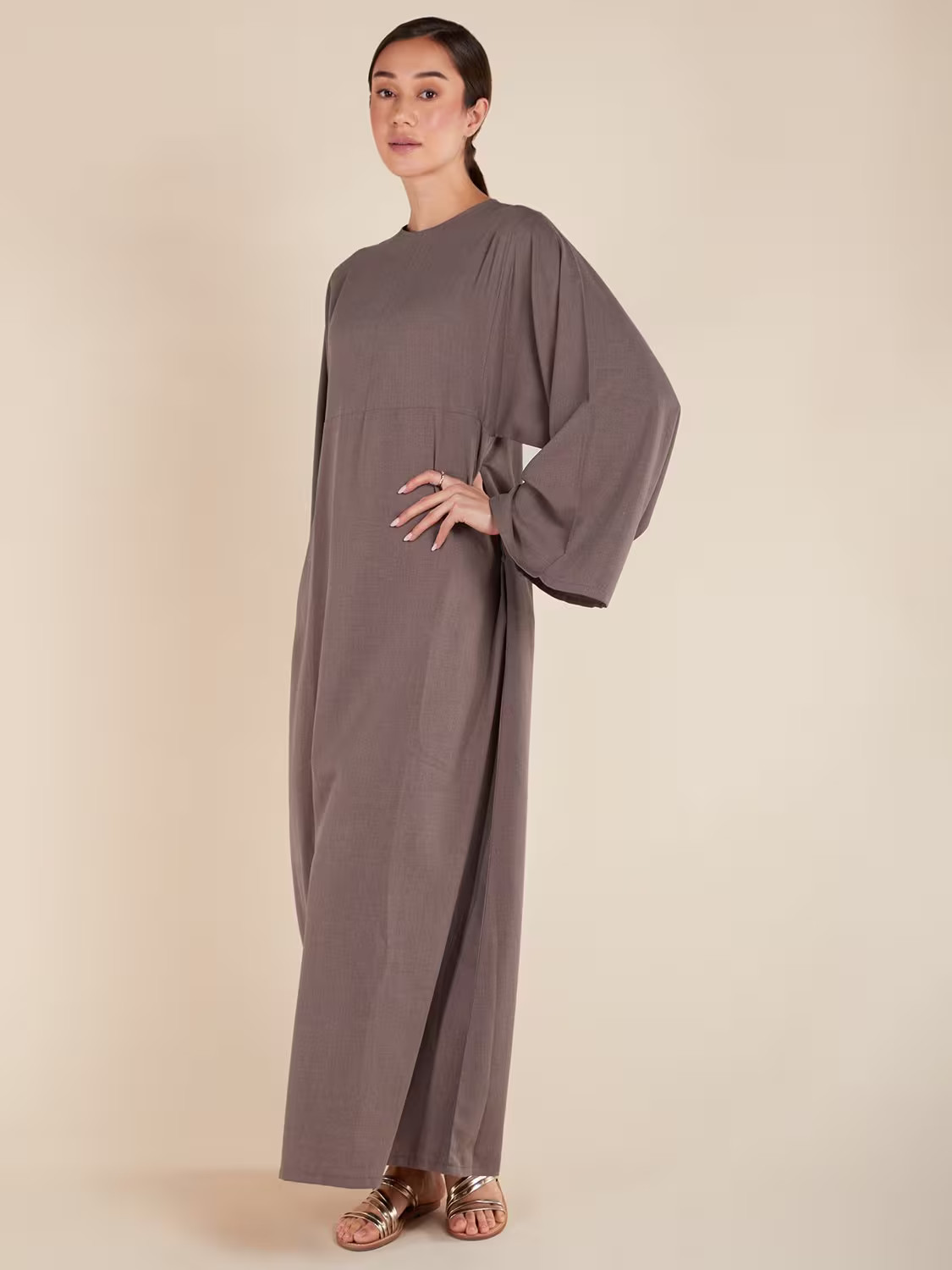 AabSimple Seam Maxi Dress, Brown | John Lewis (UK)