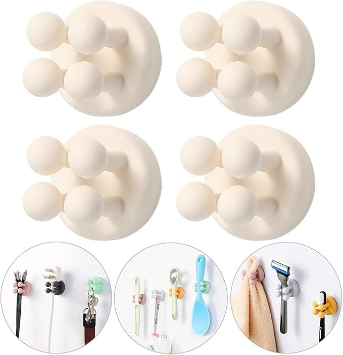 iBetterLife 4Pcs Self-adhesive Hooks Holders - Mounted to Wall Mirror for Clipping & Hanging Toot... | Amazon (US)