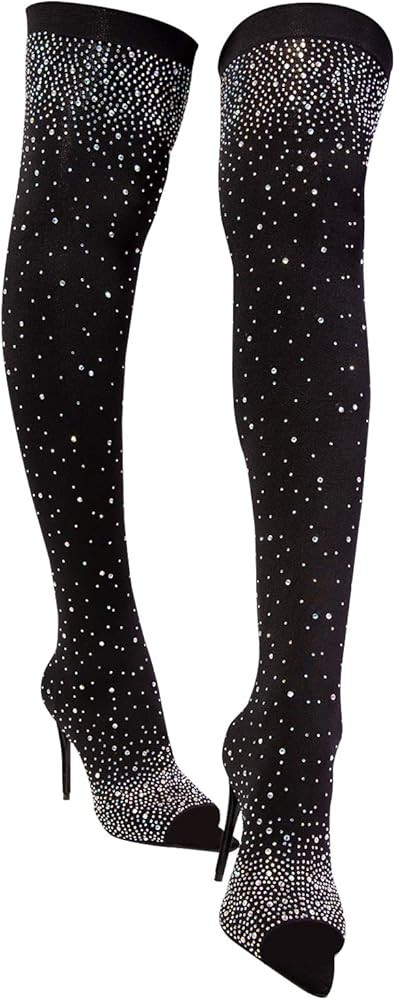 Cape Robbin Daphne Thigh High Over The Knee Boots Peep Toe Stiletto Heel | Amazon (US)