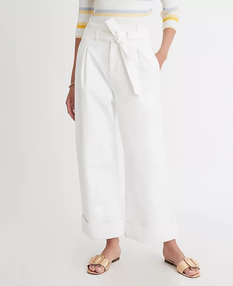 Belted Wide Leg Jeans in White | Ann Taylor | Ann Taylor (US)