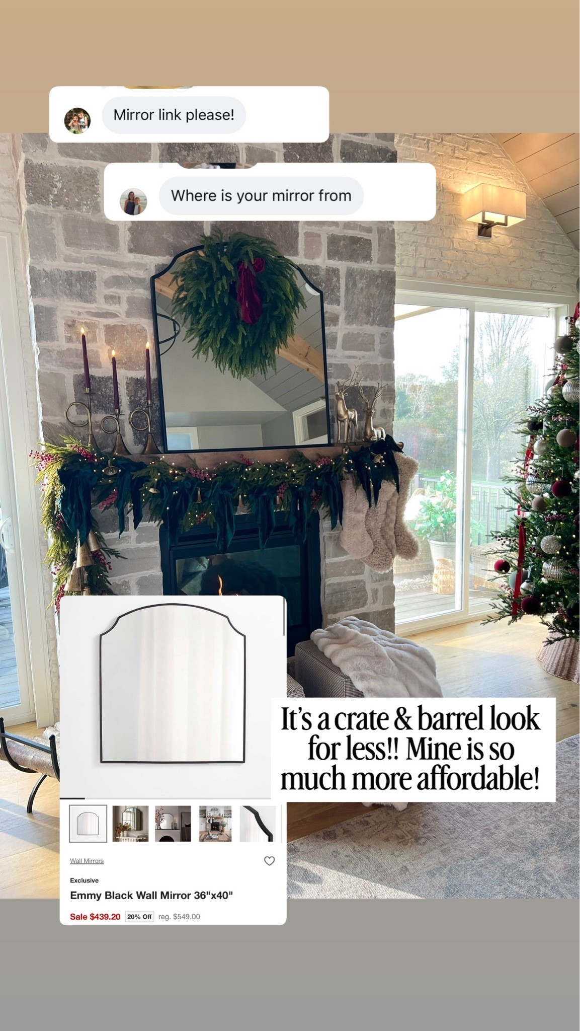 Love this look for less mirror above my Christmas mantel! 

Christmas garland 
Christmas decor

#LTKSeasonal #LTKHome