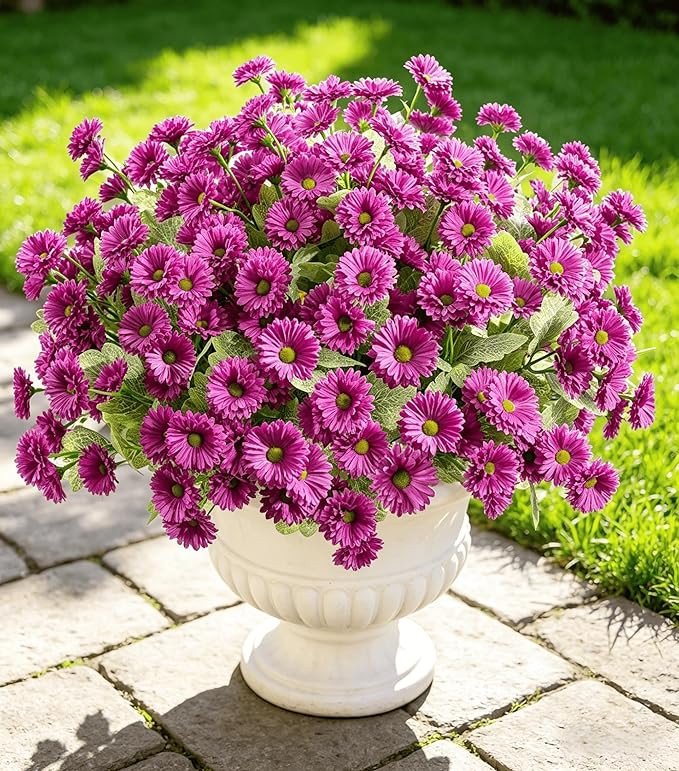 HyeFlora Artificial Flowers for Outdoors Spring Summer Outside Decor, 6 Bundles Fake Daisy Wild S... | Amazon (US)