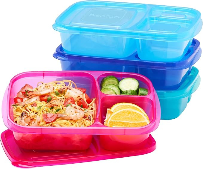 Bentgo Easyboxes - Original Stackable Lunch Boxes - Reusable 3-Compartment Food Containers for Ki... | Amazon (US)