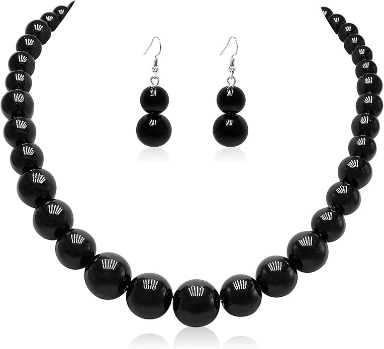 Pearl Choker Necklace for Women Faux Pearl Beads Strand Necklace Earring Set Costume Jewelry,Gift... | Amazon (US)