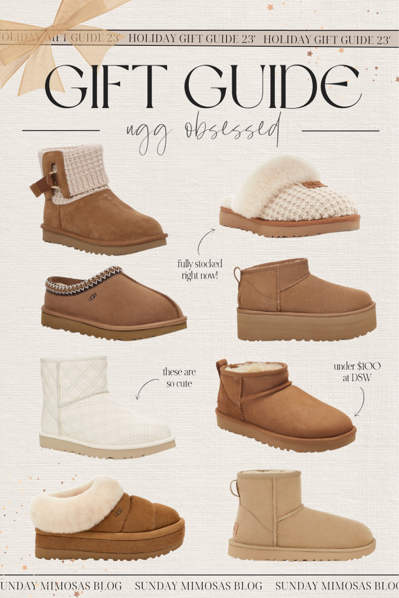 HOLIDAY GIFT GUIDE: for the UGG obsessed! ✨🎁 

Here are the top UGG slippers and boots of the season. They sell out fast so grab your size while it’s in stock!

Ugg slippers, ugg boots, ugg Tasman, ugg mini boots, ugg minis, cozy slippers, gifts for teen girls, gifts for teens, gifts for girls, Christmas gifts for mom, Christmas gifts for college girls, Christmas gift ideas for her

#LTKHoliday #LTKGiftGuide #LTKCyberWeek