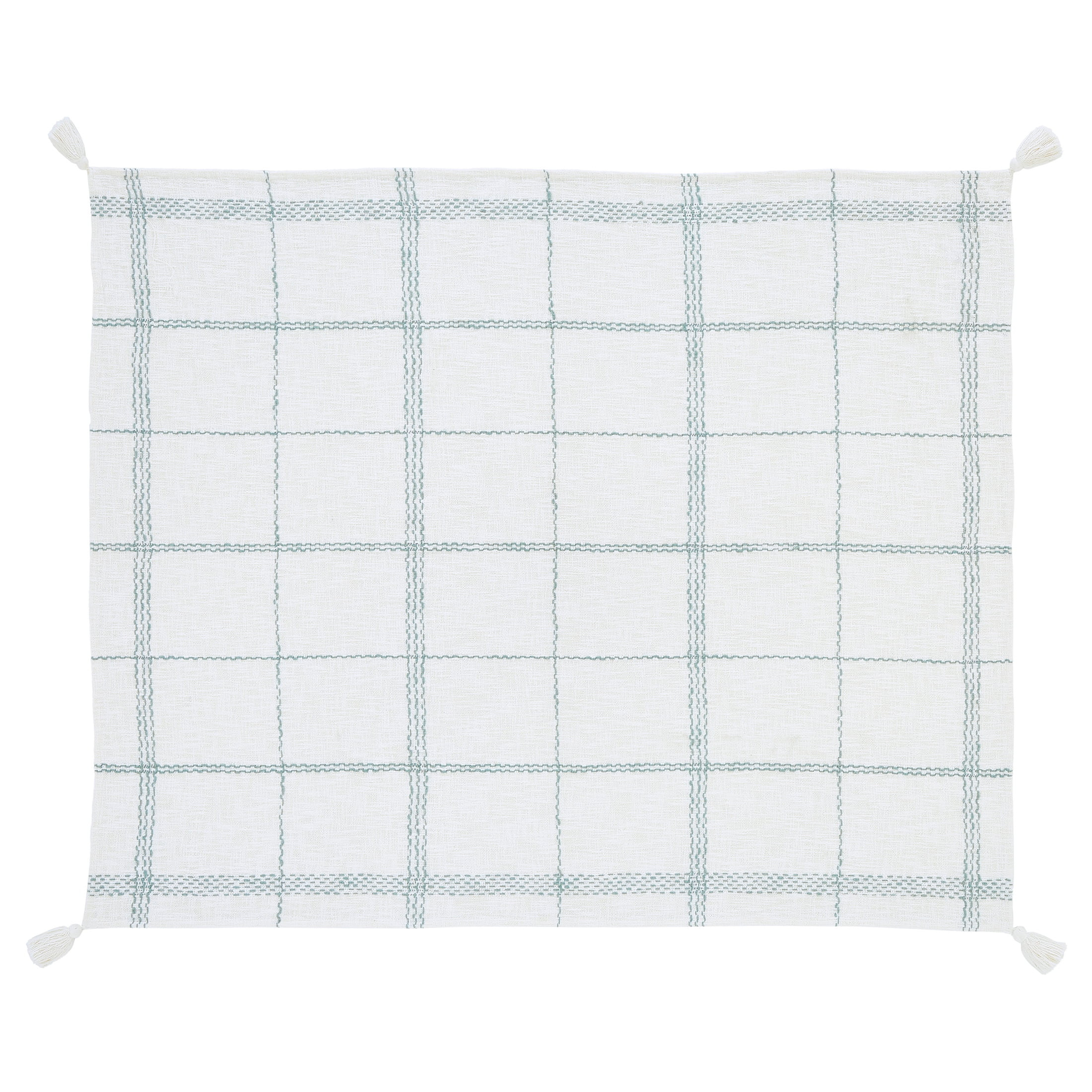 My Texas House Collins Plaid Woven Slub Cotton Throw, 50" x 60", Green/Ivory - Walmart.com | Walmart (US)