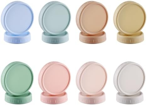 16PCS Colored Plastic Mason Jar Lids With Silicone Rings (8 Wide Mouth & 8 Regular Mouth) for Bal... | Amazon (US)