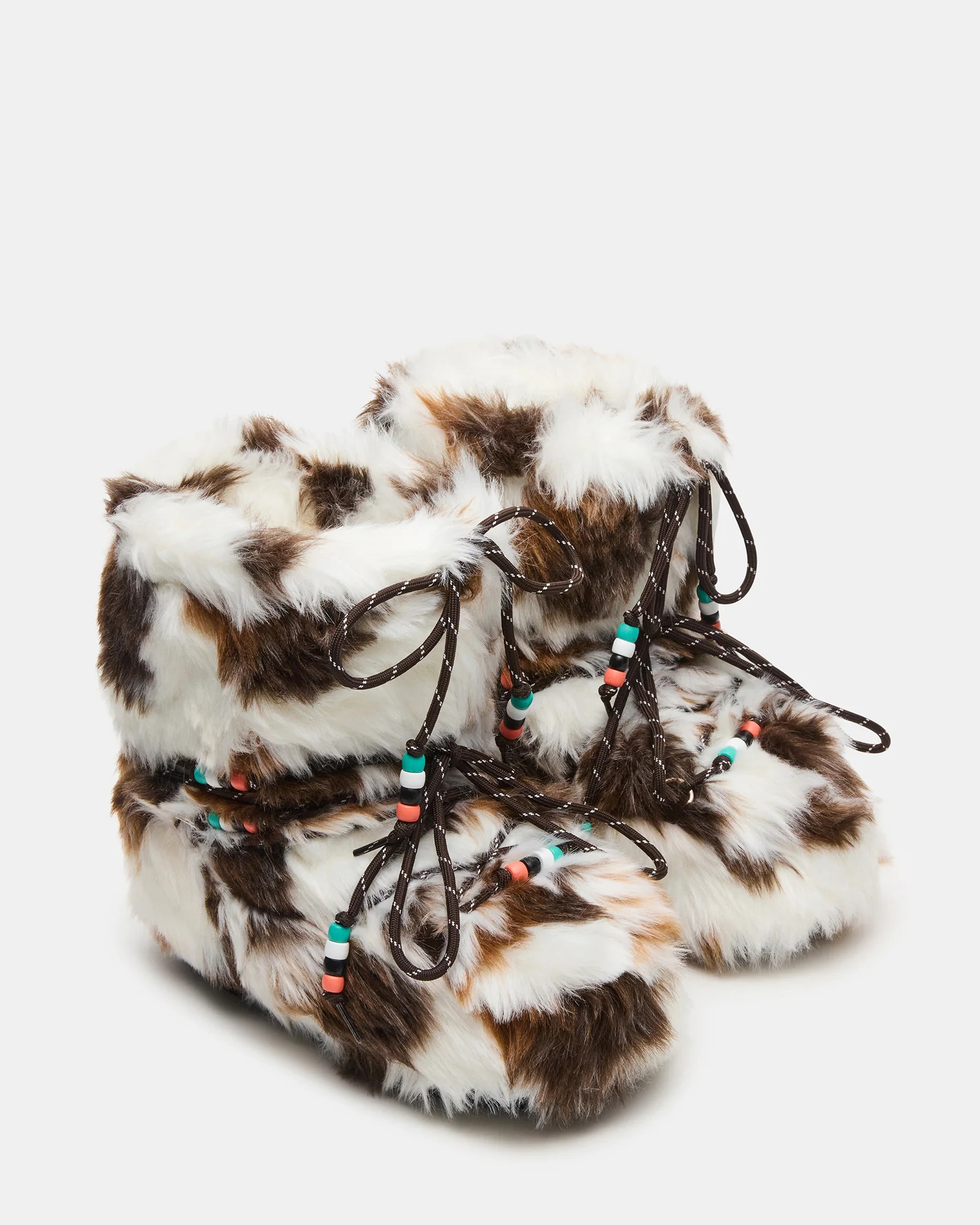 MIRO Brown Multi Faux Fur Chunky Lace-Up Women's Bootie | Steve Madden (US)