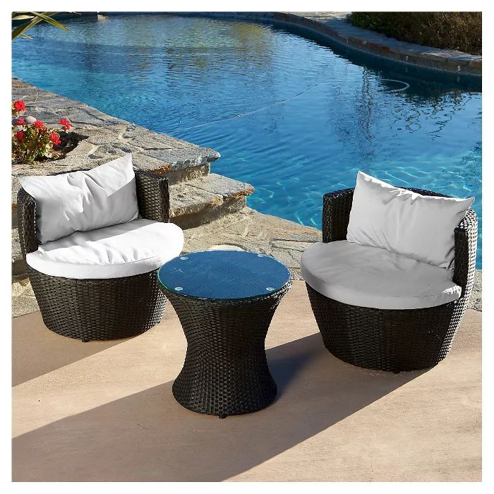 Kono 3pc Wicker Patio Chat Set - Christopher Knight Home | Target