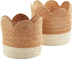 Mud Pie Scalloped Edge Jute Basket, Brown | Amazon (US)
