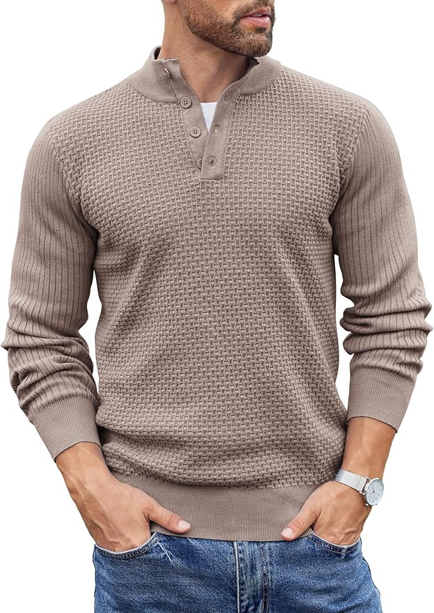 COOFANDY Men's Quarter Button Sweater Lightweight Mock Neck Pullover Sweater Fashion Casual Knitt... | Amazon (US)