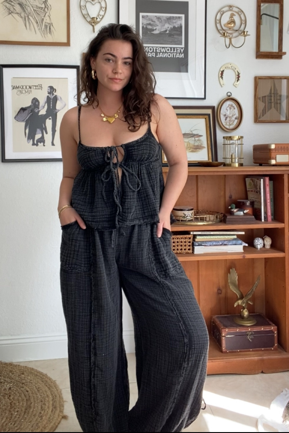 lounge set, matching set, jogger pants, tie top, summer set