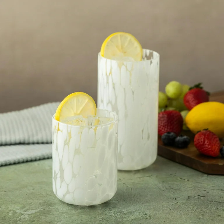 Thyme & Table 12 fl oz Tortoise Drinking Glass, White | Walmart (US)