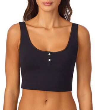 Bedhead Sleeveless Henley Knit Solid Cropped Tank Top | Dillard's