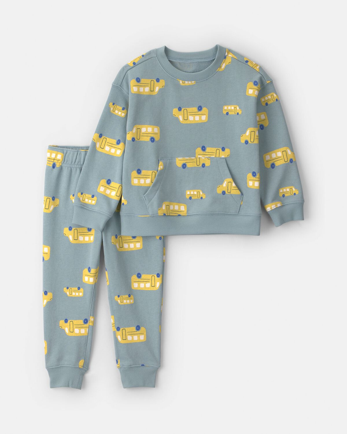 Toddler Boy 2-Piece School Bus French Terry Hoodie & Pant Set - Blue/Yellow | Carter's | Carter's Inc