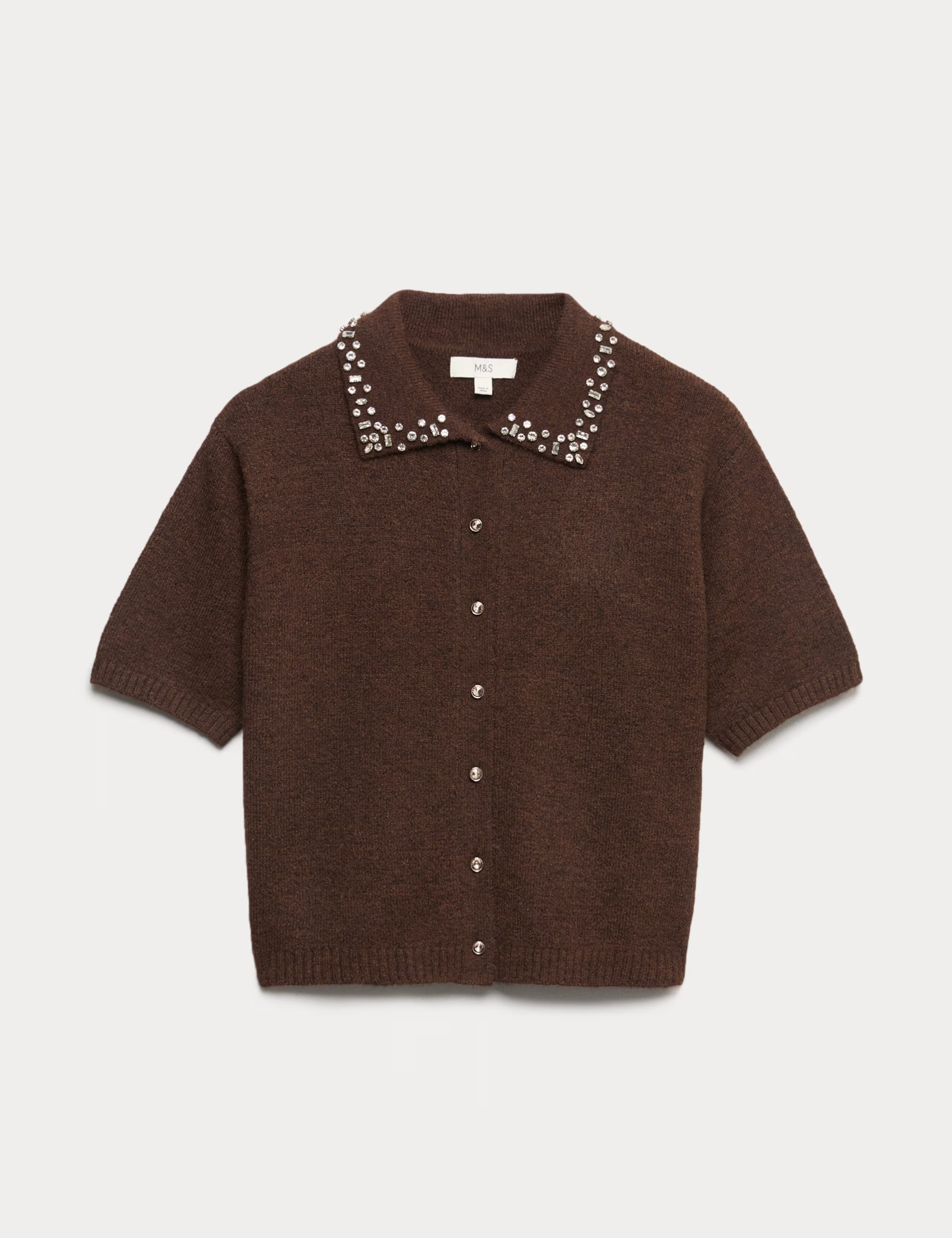 Embellished Cropped Cardigan with Wool | Marks & Spencer (UK)
