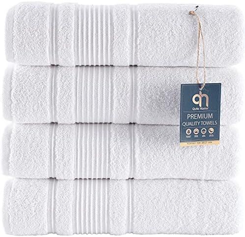 Qute Home 4-Piece Bath Towels Set, 100% Turkish Cotton Premium Quality Towels for Bathroom, Quick... | Amazon (US)