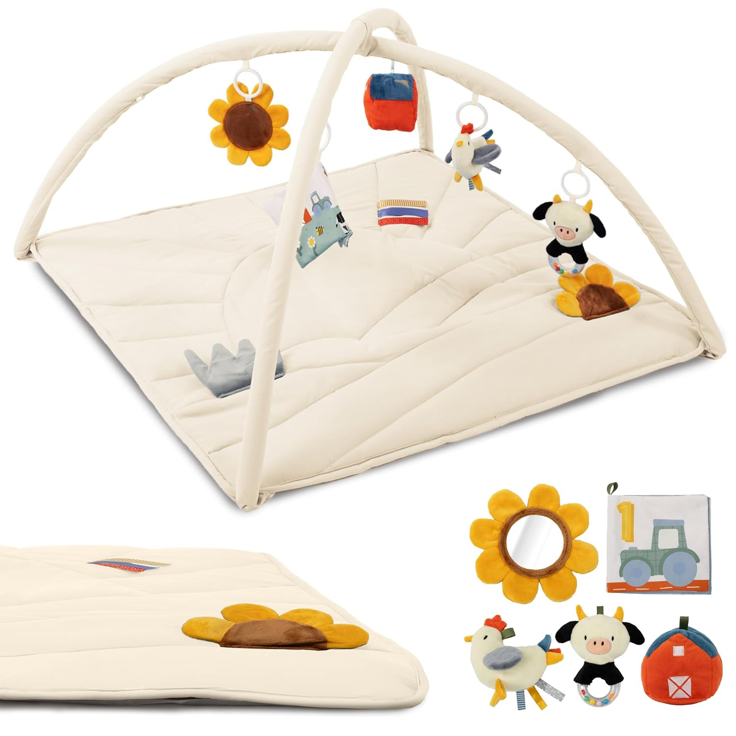 Beautiful Baby Play Gym and Tummy Time Mat - Soft Mat with 5 Farm Toys Creates The Perfect Activi... | Amazon (US)