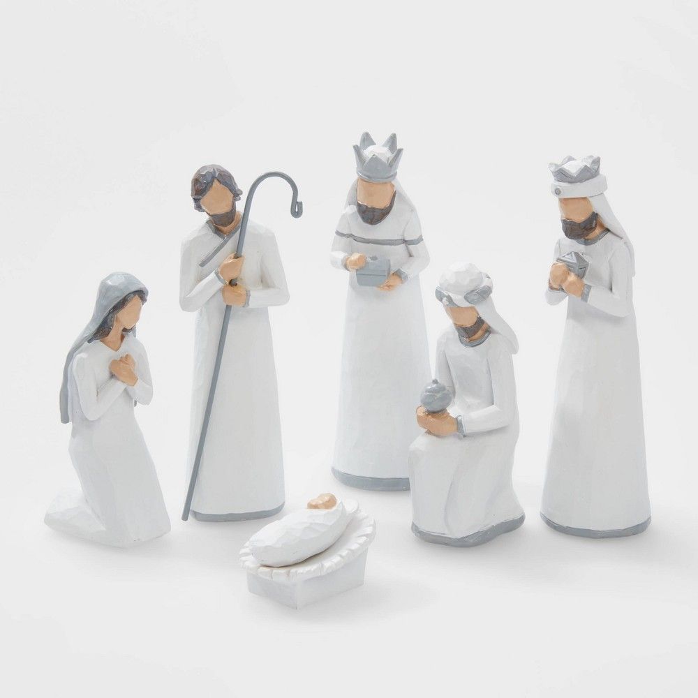 7pc Nativity Set White Decorative Figurine Set - Wondershop | Target