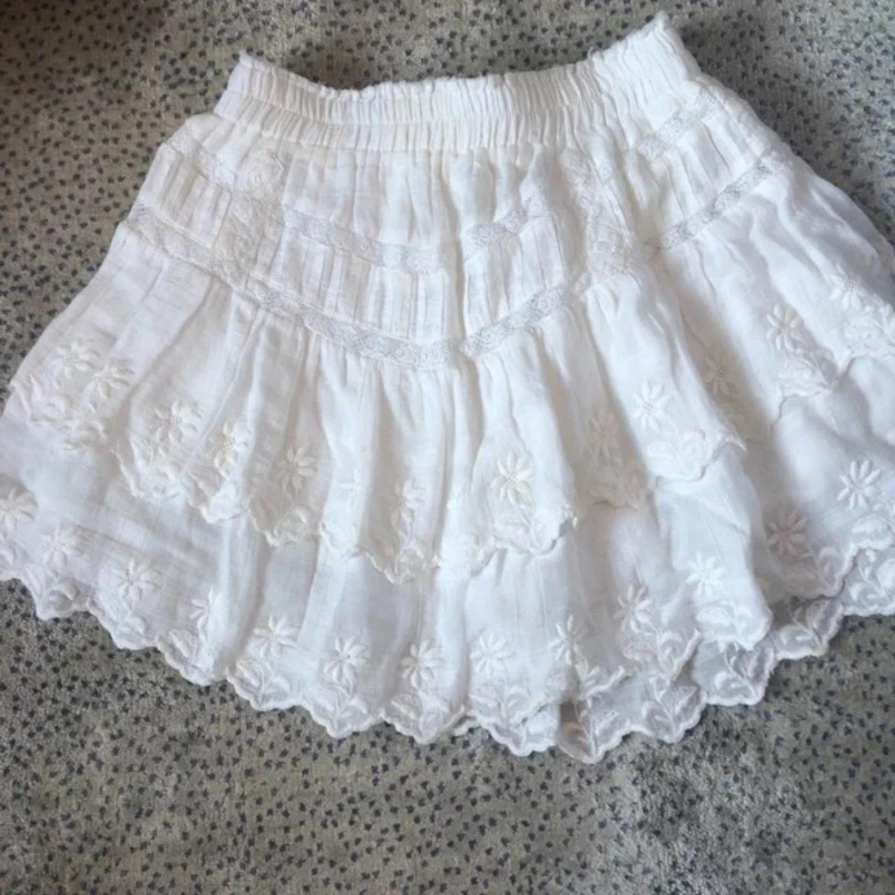 LoveShackFancy Women's Mini Skirt - White | Depop US