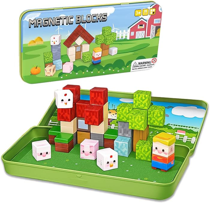 OAR Magnetic Building Blocks Set for Kids, 35PCS Mini Travel Magnetic Blocks with Portable Iron S... | Amazon (US)