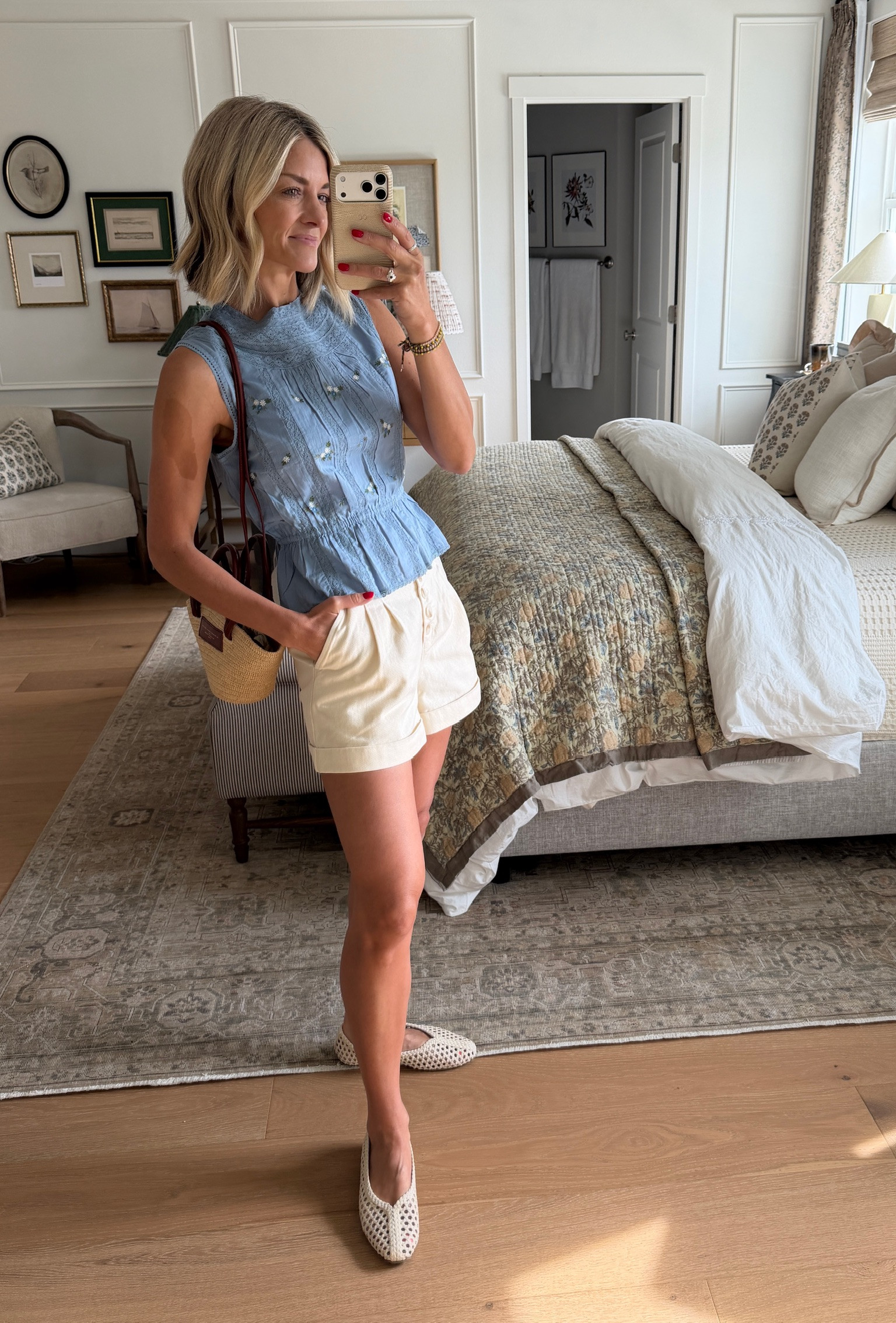 This is the perfect summer look! This bag is darling and goes with everything! 

summer outfits, sezane, summer bottoms, bags 

 #LTKgrwm #LTKootd #LTKmomlife