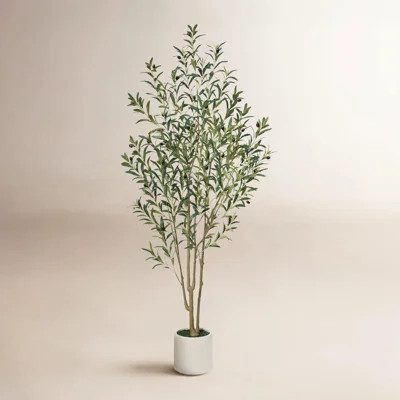 George 72" Artificial Olive Tree in Round Planter, UV Protected Faux Olive Tree for Indoor Home Decor | Wayfair North America