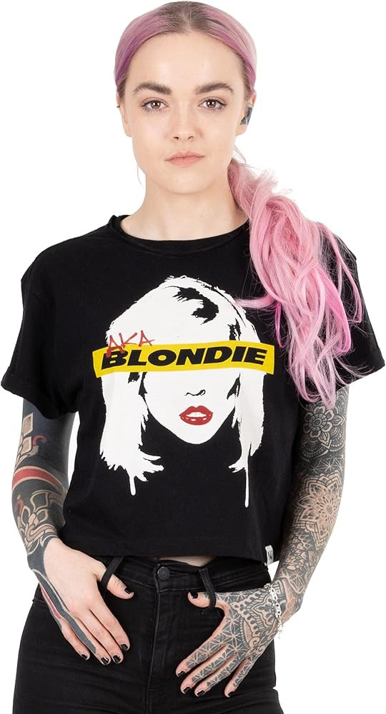 Blondie Cropped T-Shirt for Women | Ladies AKA Music Band Black Crop Top | Clothing Merchandise G... | Amazon (US)