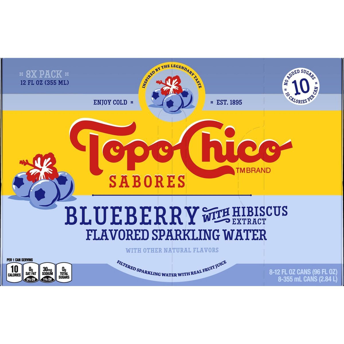Topo Chico Sabores Blueberry Hibiscus Sparkling Water - 8pk/12 fl oz Cans | Target
