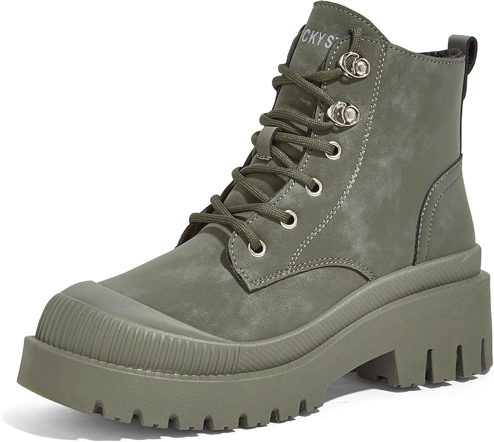 LUCKY STEP Women's Platform Ankle Boots Zipper Fashion Combat Thick Lug Sole Durable Chunky Wedge... | Amazon (US)