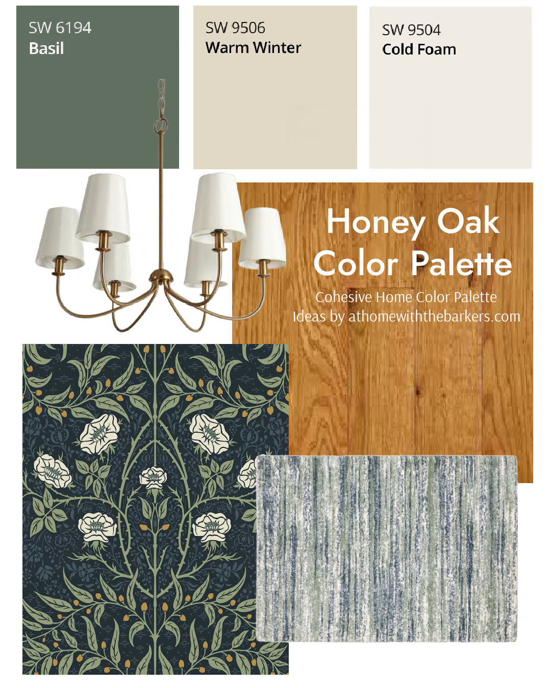 DIY home decorating, honey oak flooring color palette ideas. Blue and green color palette, wallpaper  

 #LTKHome