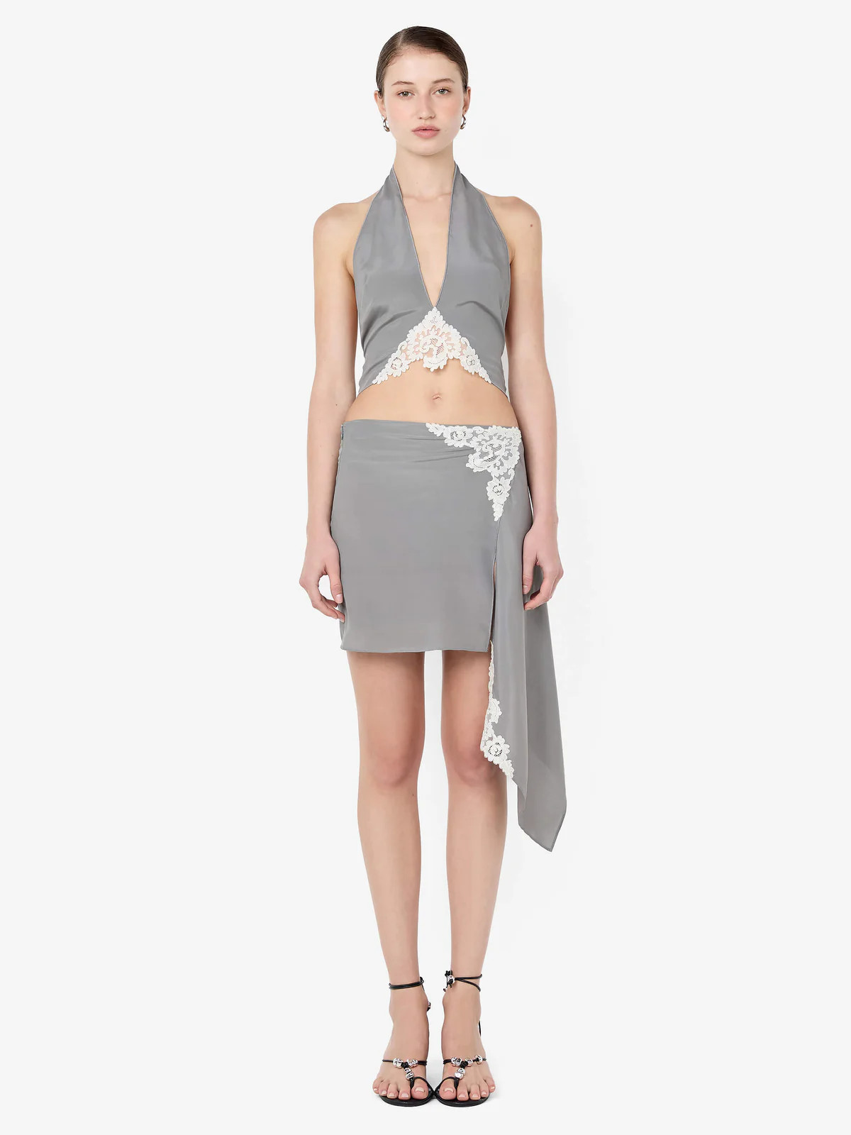 CHATEAU HALTER TOP - SLATE GREY/IVORY | Bec & Bridge (Global)