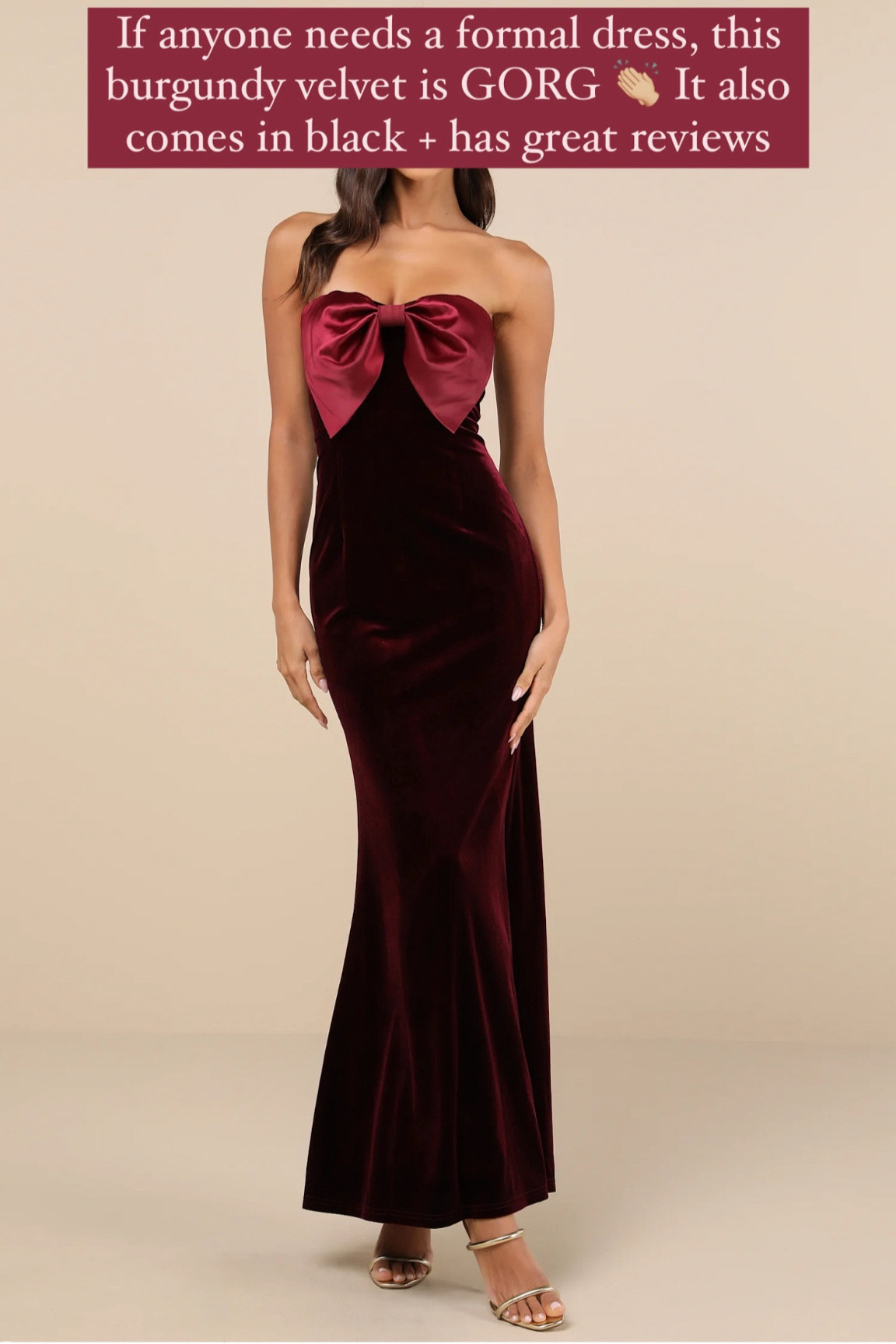 Burgundy velvet bow formal dress / burgundy velvet bow strapless maxi dress 

#LTKHoliday #LTKFindsUnder100 #LTKParties
