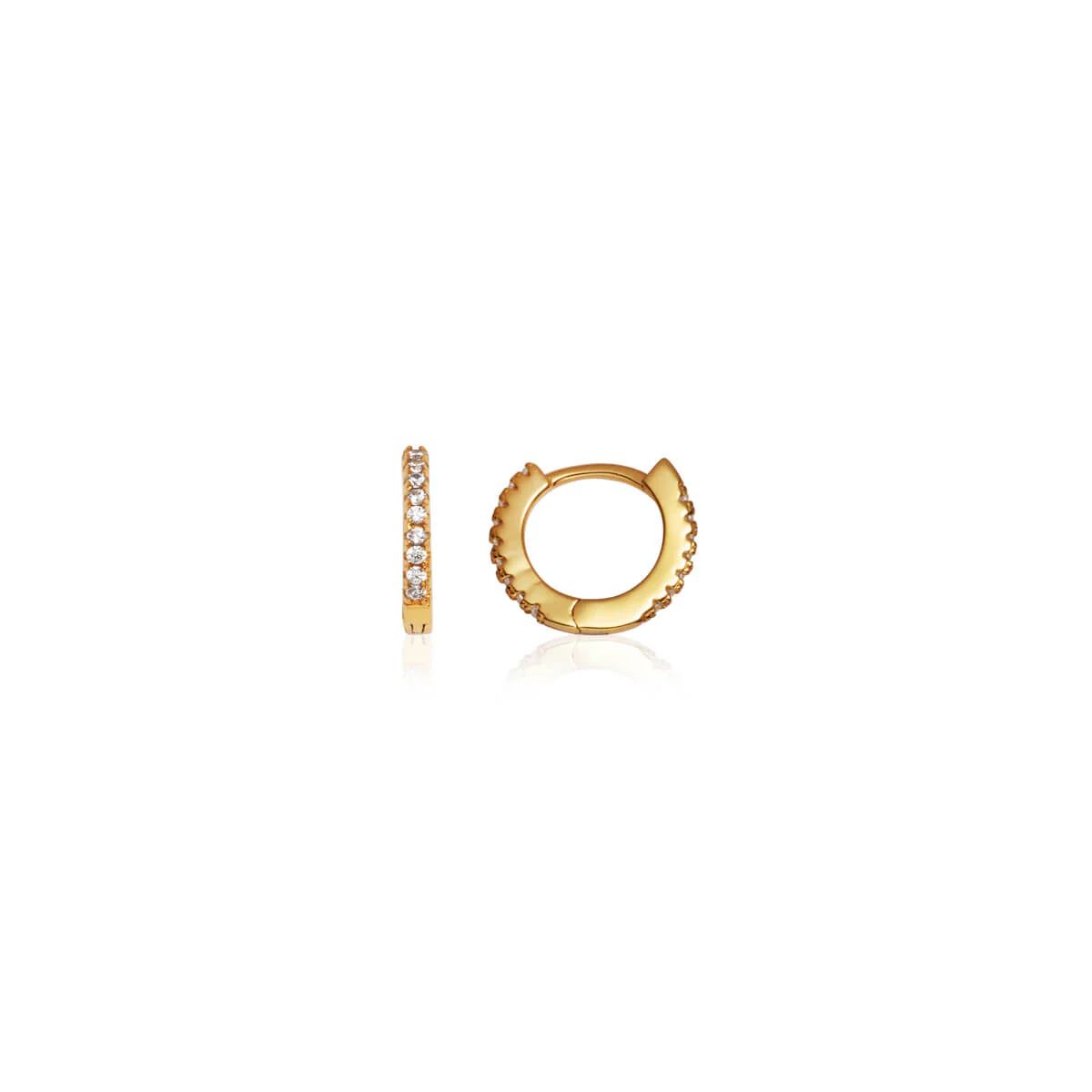 Sterling Silver Crystal Huggie Hoop Earrings (Gold) | Abbott Lyon