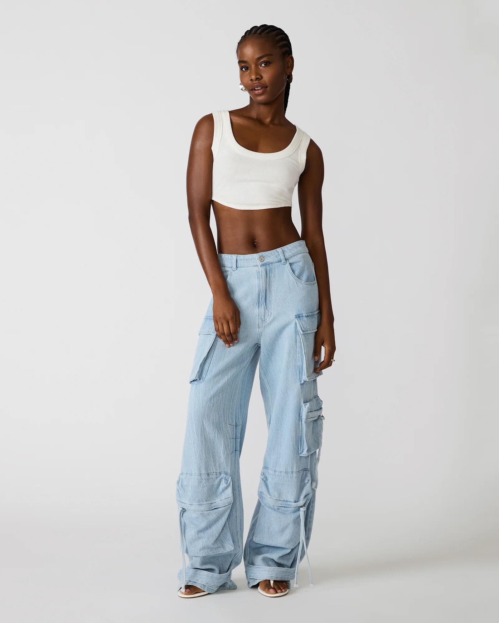 DUO Faded Blue Denim Women's Utility Cargo Pants | Steve Madden (US)
