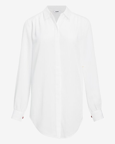 Pleated Shoulder Tunic Shirt | Express