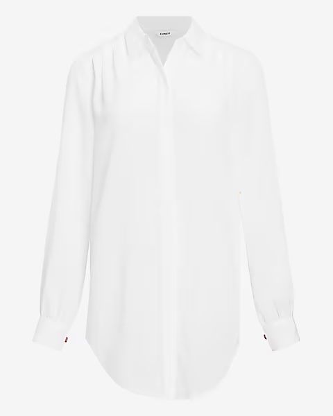 Pleated Shoulder Tunic Shirt | Express