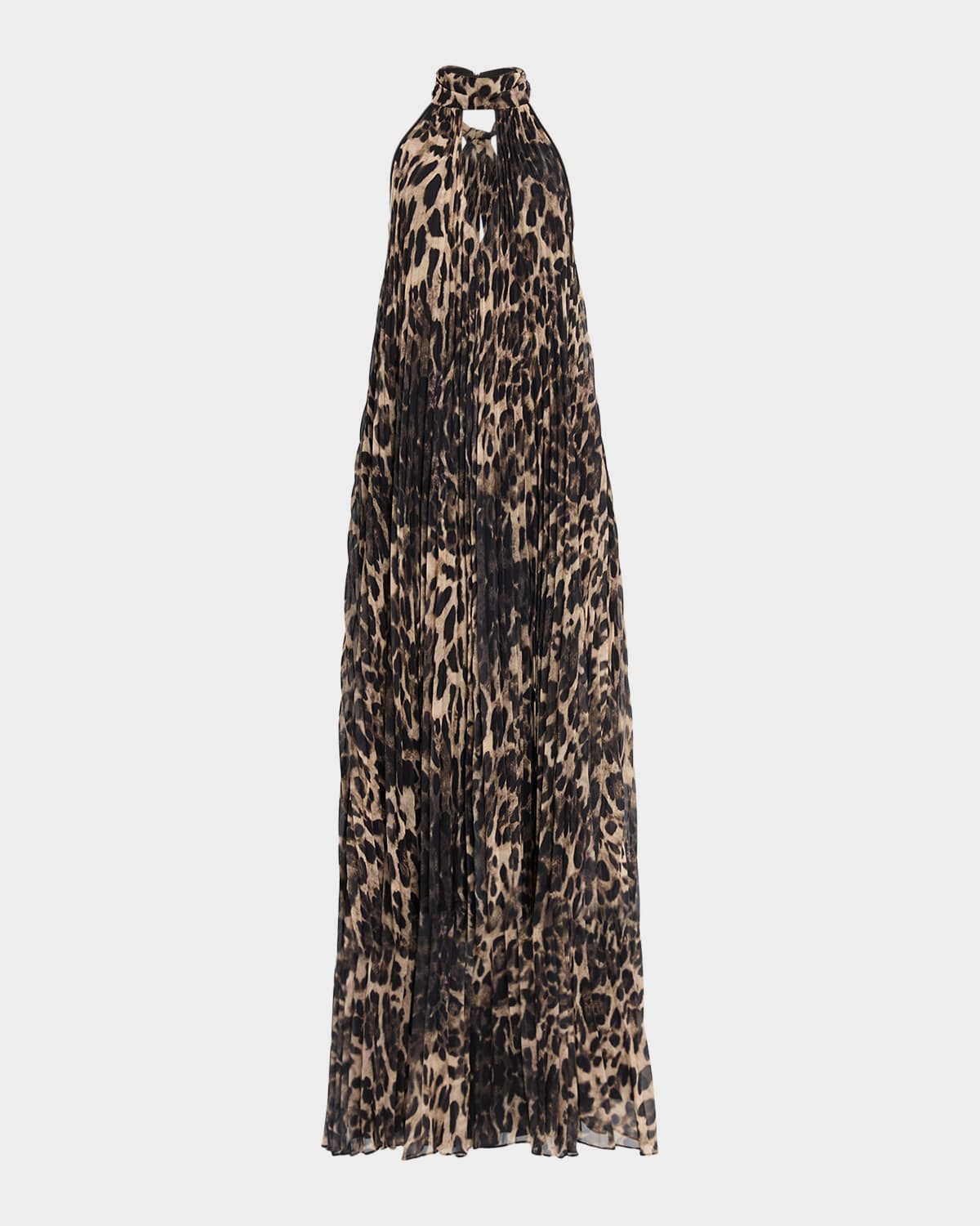 The Kaia Leopard Pleated Chiffon Halter Gown | Neiman Marcus